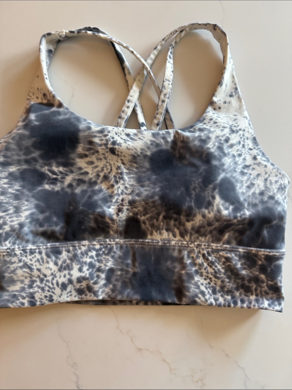 Lululemon  Gray Tie-Dye Strappy Sports Bra size 6 padded